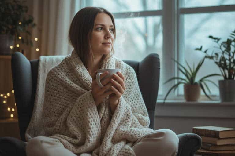 women wrapped in blanket 768 treatment for SAD