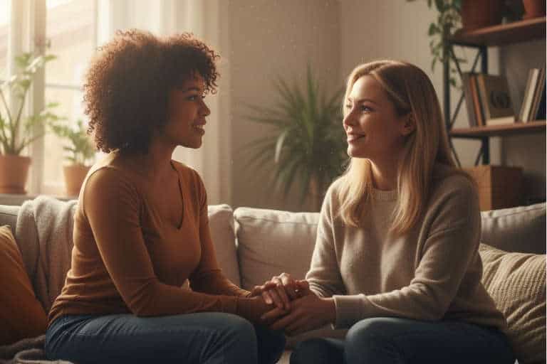 woman sitting with a friend 768 overcoming depression