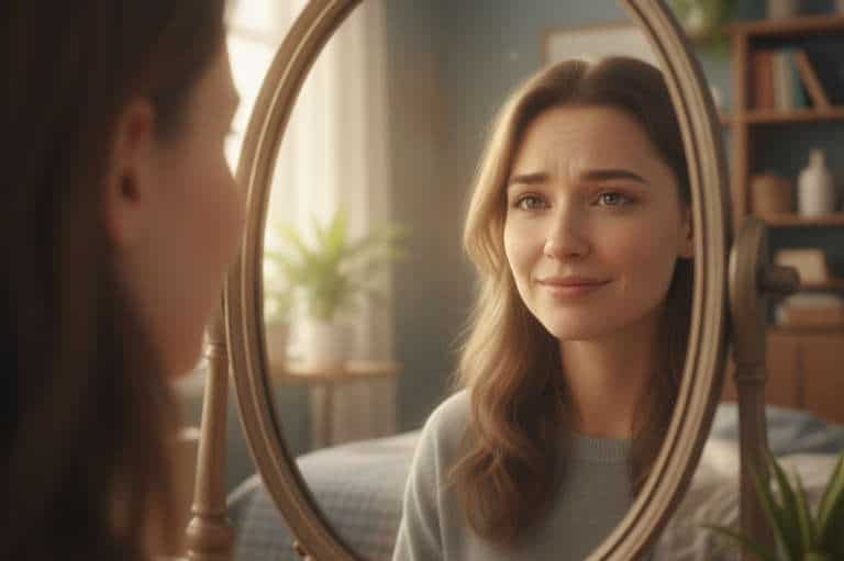 Depressed Girl in the mirror Hypnotherapy for depression