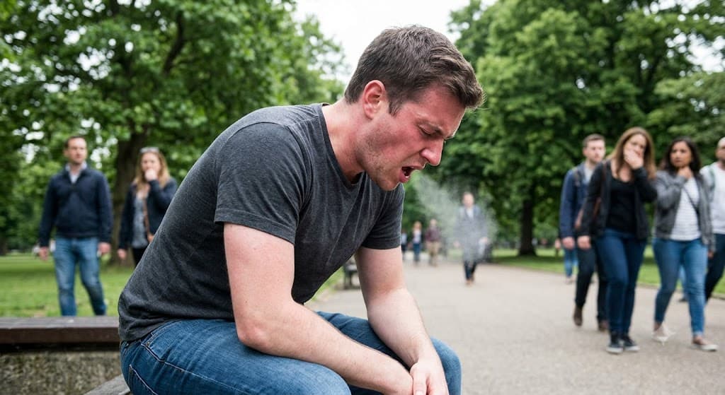 man having panic attack