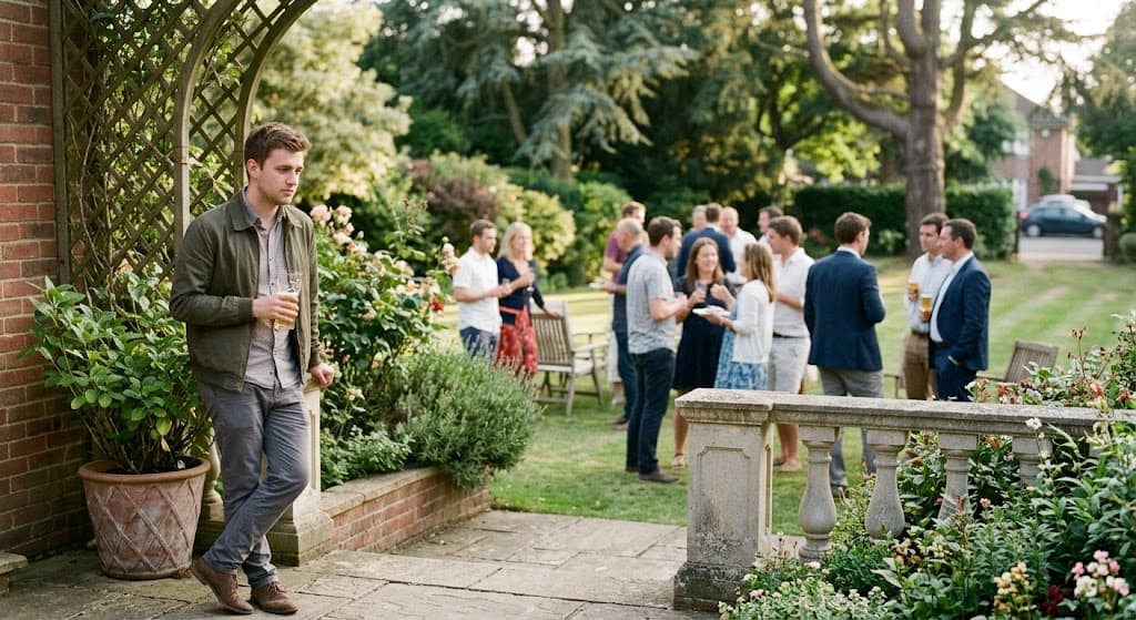 man with social anxiety not joining in at party
